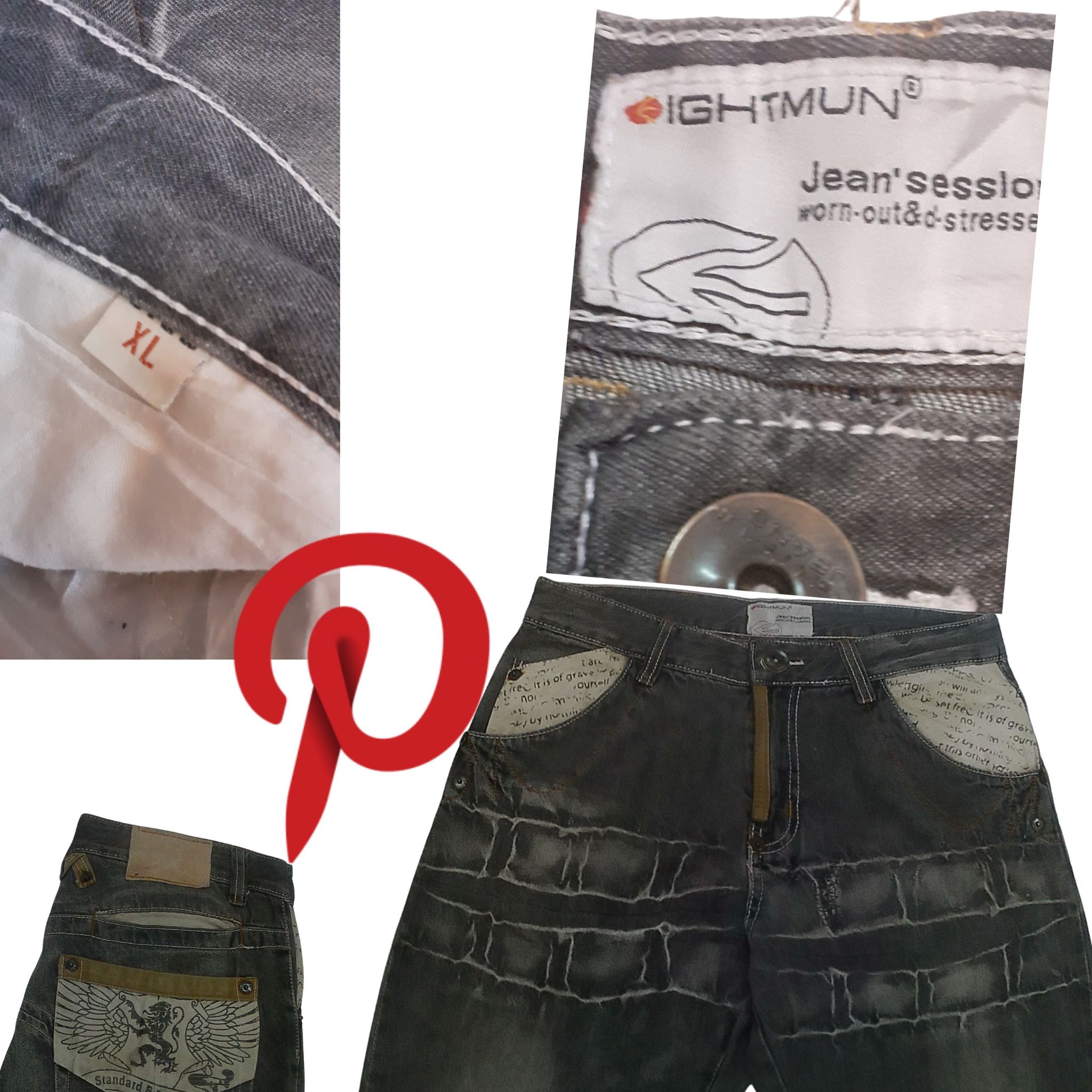 IGHTMUN Distressed Y2K Denim - (W34 X L41)